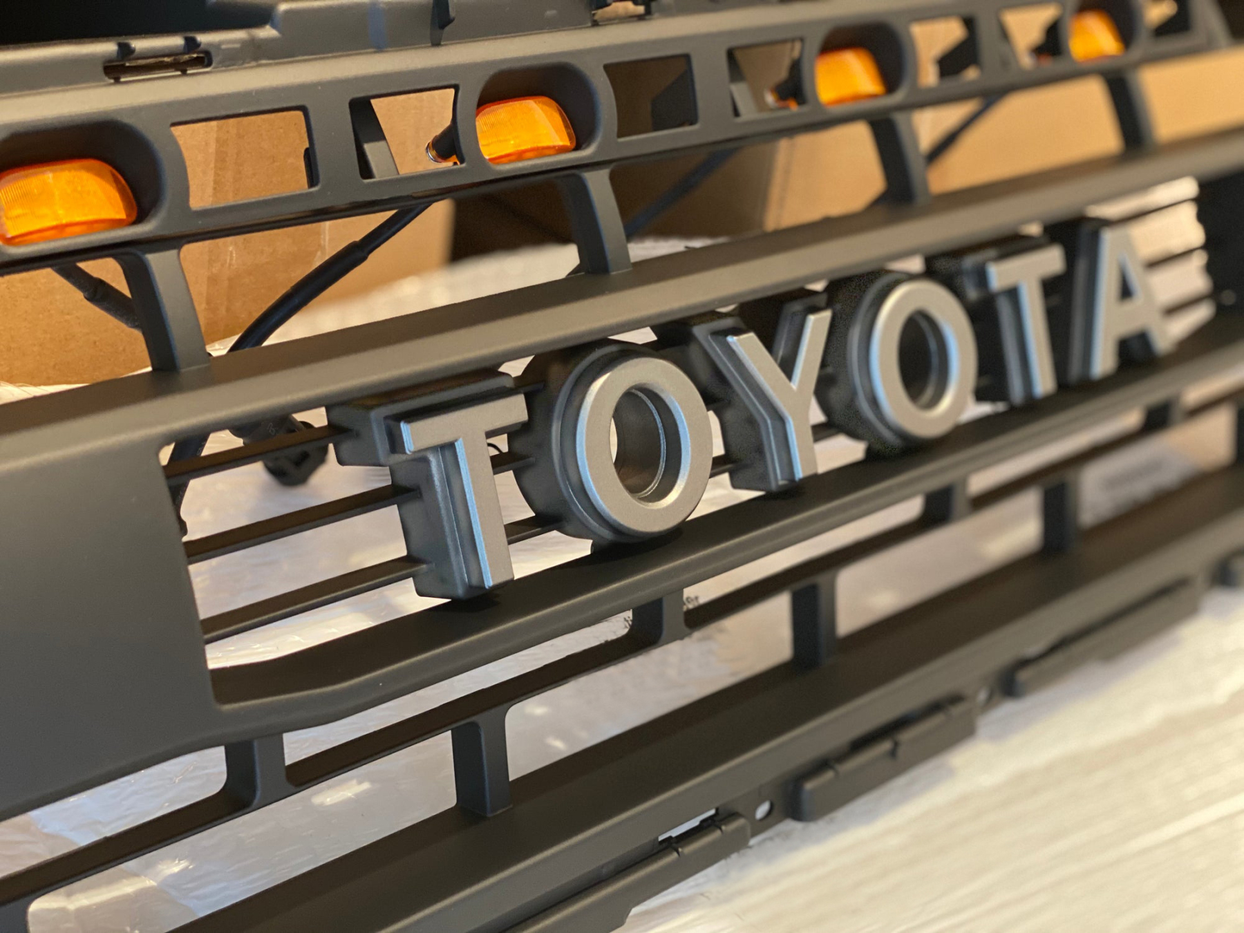 Front Grille For Toyota Tacoma 2012-2015 Grill Mesh w/LED Lights w/Letter Matte Black