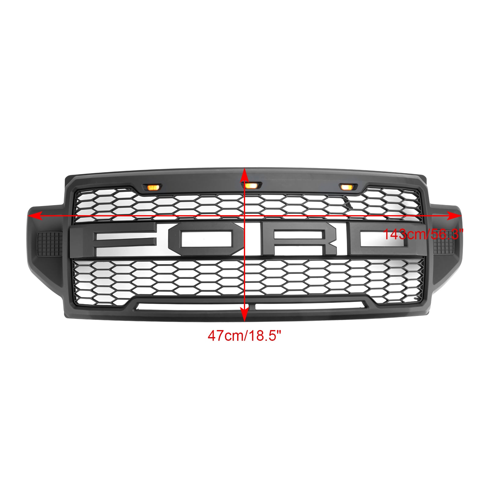 Front Grille For 2020 2021 2022 F250 F350 F450 F550 Super Duty Raptor Grill W/3+2 LED Lights& Letters Matte Black