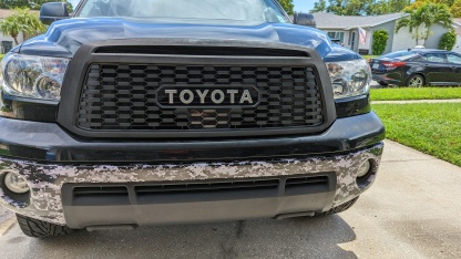 For 2010-2013 Toyota Tundra TRD PRO Front Bumper Grille Grill W/ LED Lights Matte Black