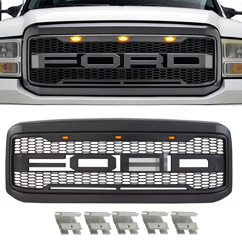 For 2005-2007 F250 F350 Ford Super Duty Front Bumper Raptor Style Grille Grill W/Letter
