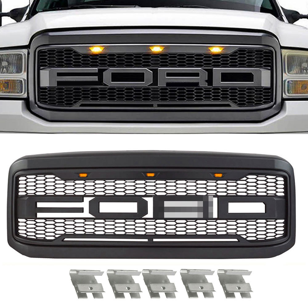 For 2005-2007 F250 F350 Ford Super Duty Front Bumper Raptor Style Grille Grill W/Letter