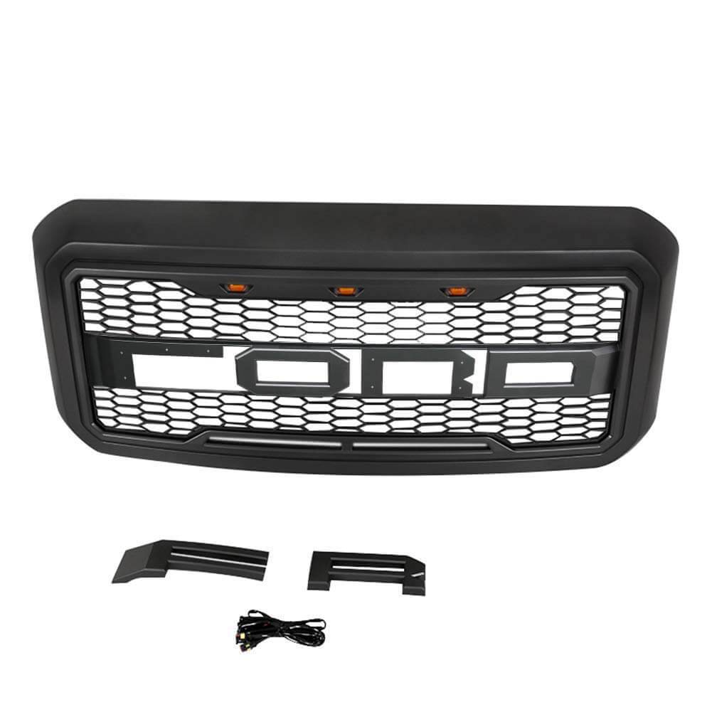 For 2011-2016 Ford F250 F350 F450 F550 Super Duty Grill Raptor Style Front Grille Matte Black