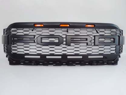 Front Grill For 2021 2022 2023 Ford F150 Bumper Grille Raptor Style W/LED Light