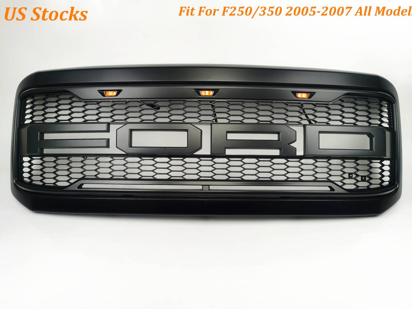 For 2005-2007 F250 F350 Ford Super Duty Front Bumper Raptor Style Grille Grill W/Letter