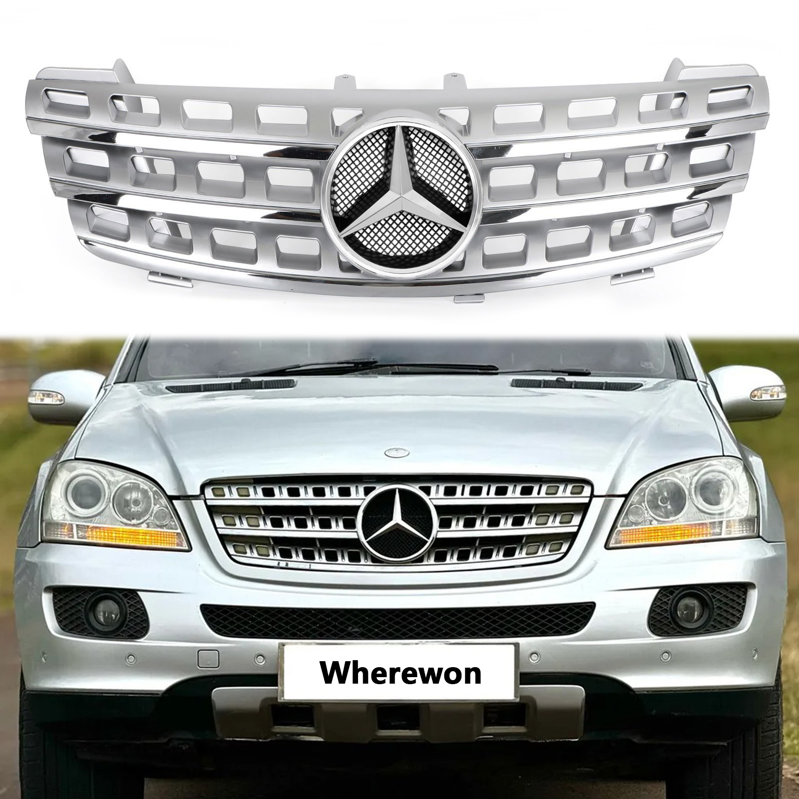 For 2005-2008 Mercedes Benz W164 ML300 ML320 ML350 ML550 Grill Front Grille W/ Emblem