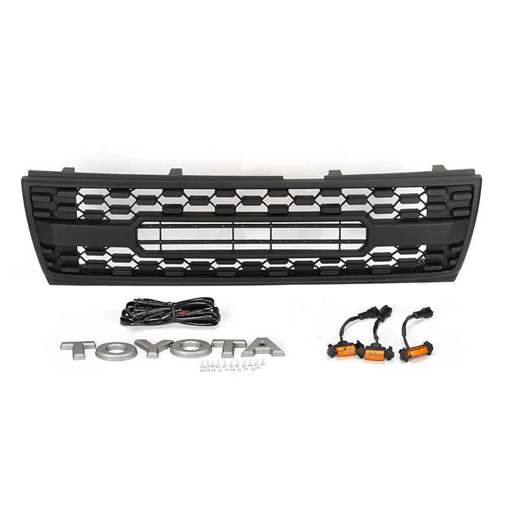Front Grille For Tacoma 1997-2000 Grill Bumper Mesh w/LED lights w/Letter Matte Black