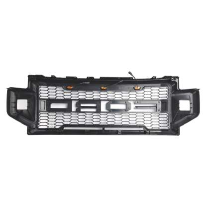 For 2020 2021 2022 Ford F250 F350 Super Duty Grill Raptor Style Front Grille W/ LED Lights Matte Black