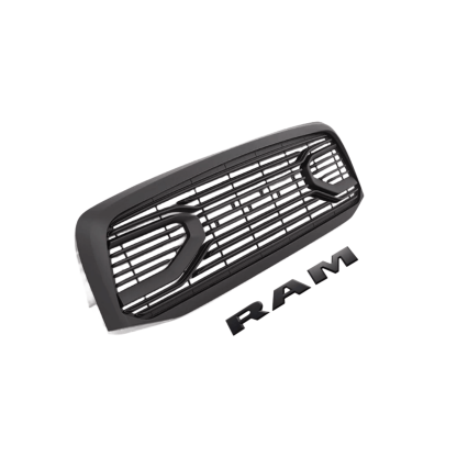 For 2006-2008 Dodge RAM 1500 2500 3500 Grill Big Horn Front Grille w/ Letters & LED Light Matte Black