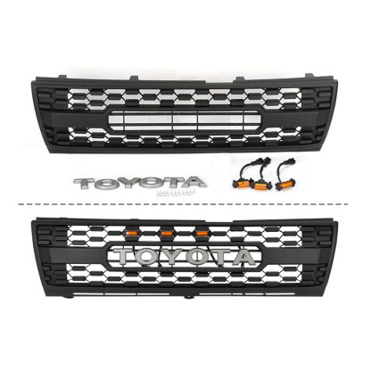 Front Grille For Tacoma 1997-2000 Grill Bumper Mesh w/LED lights w/Letter Matte Black