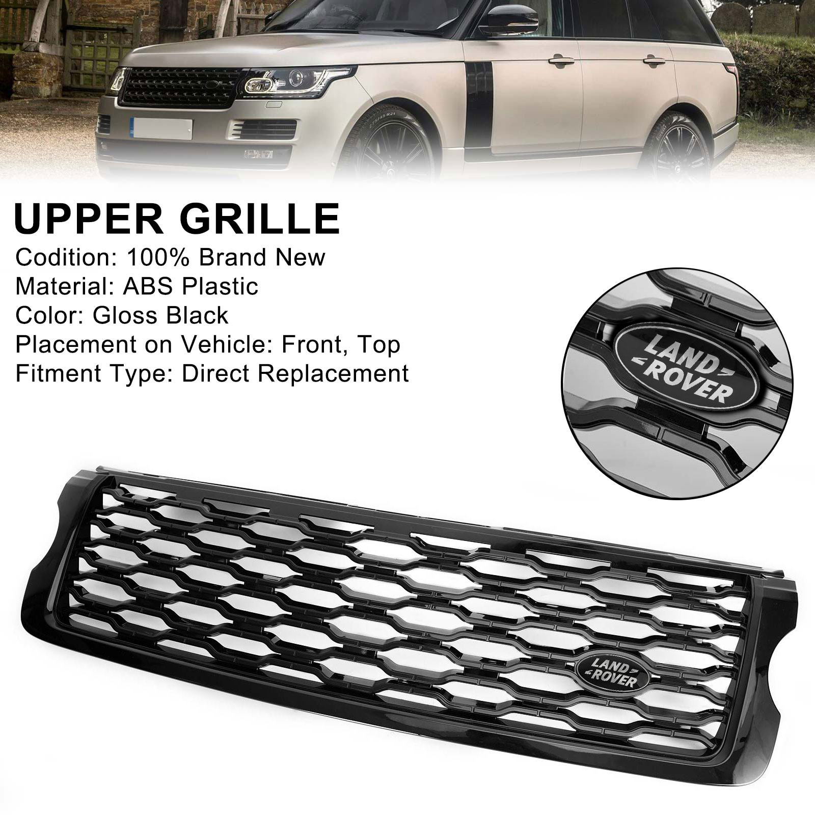 FACELIFT 2018 LOOK GRILL GRILLE FOR RANGE ROVER VOGUE L405 GLOSS BLACK 2013-2017