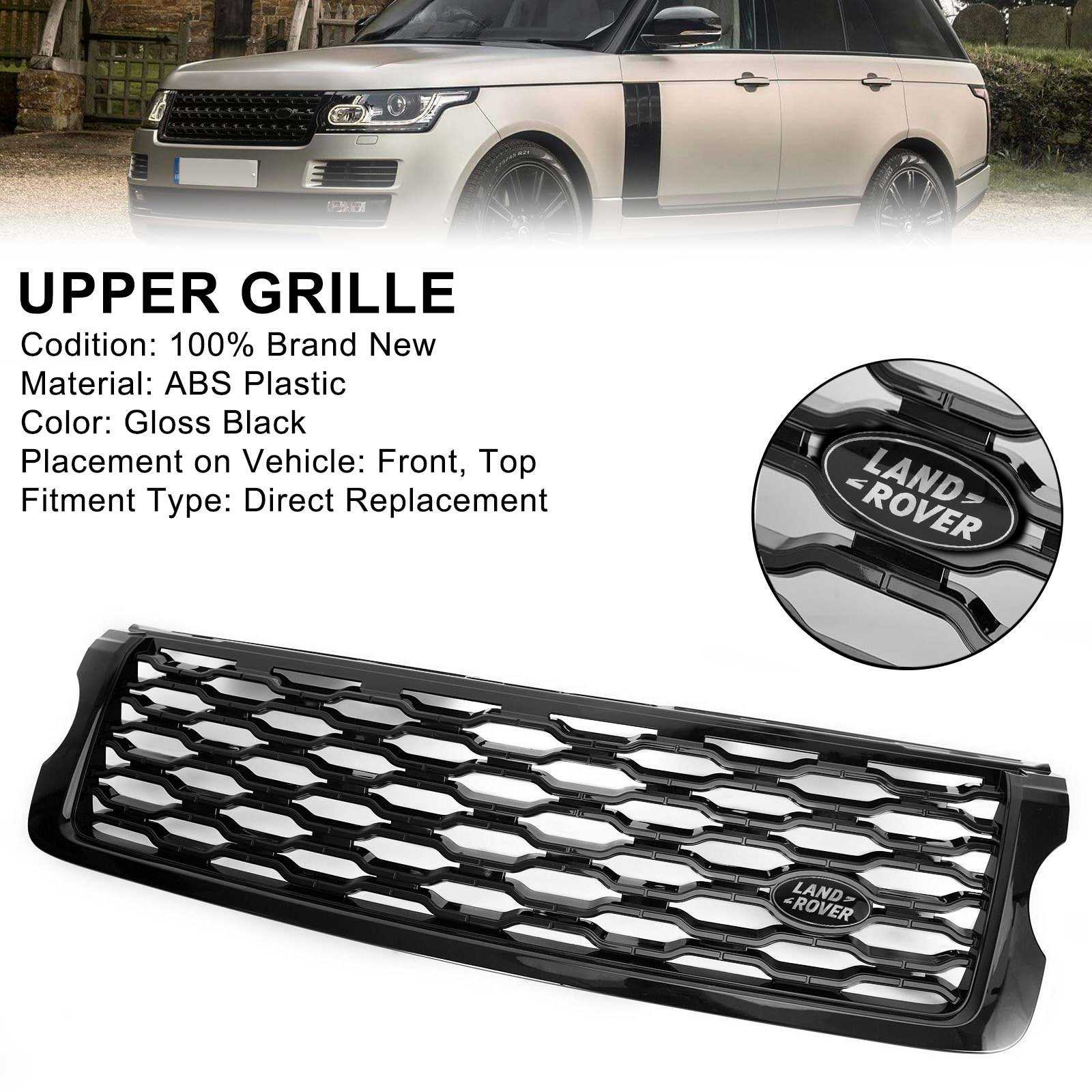 FACELIFT 2018 LOOK GRILL GRILLE FOR RANGE ROVER VOGUE L405 GLOSS BLACK 2013-2017