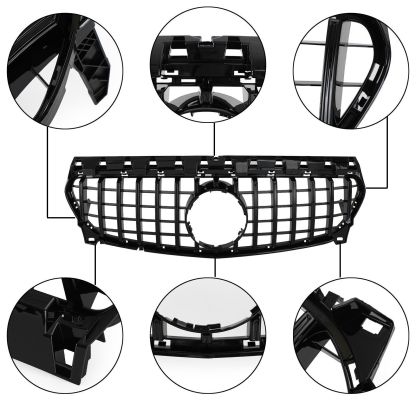 GT R Front Grill W/Emblem For Mercedes Benz W117 CLA Class CLA250 2013-2019
