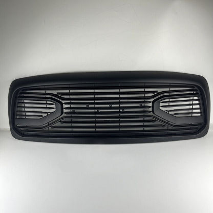 Front Grille For 2002-2005 Dodge RAM 1500 Big Horn Style Grill w/ Letters & LED Light Matte Black