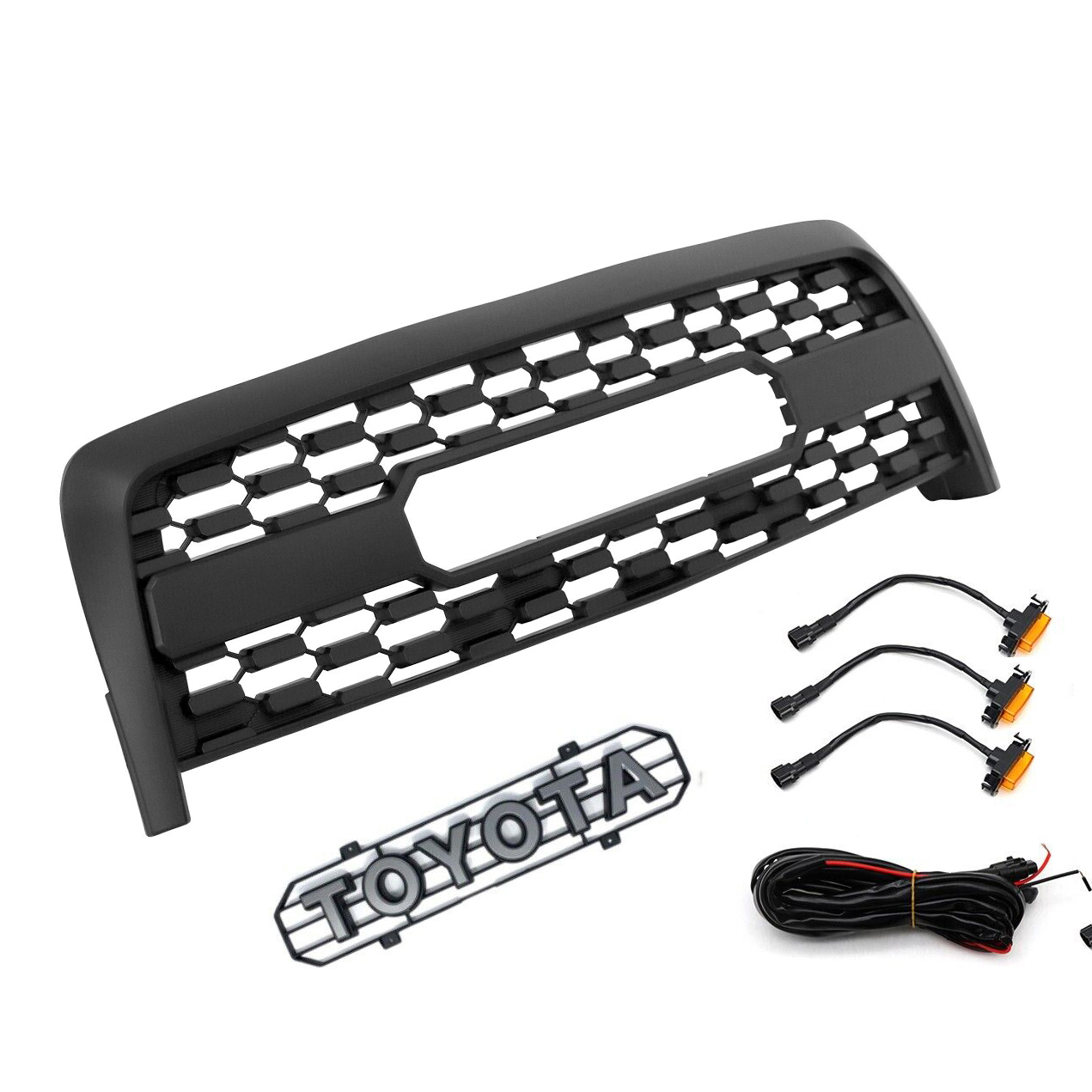 For 2003-2006 Toyota Tundra Front Grille Matte Black Grill w/LED Light