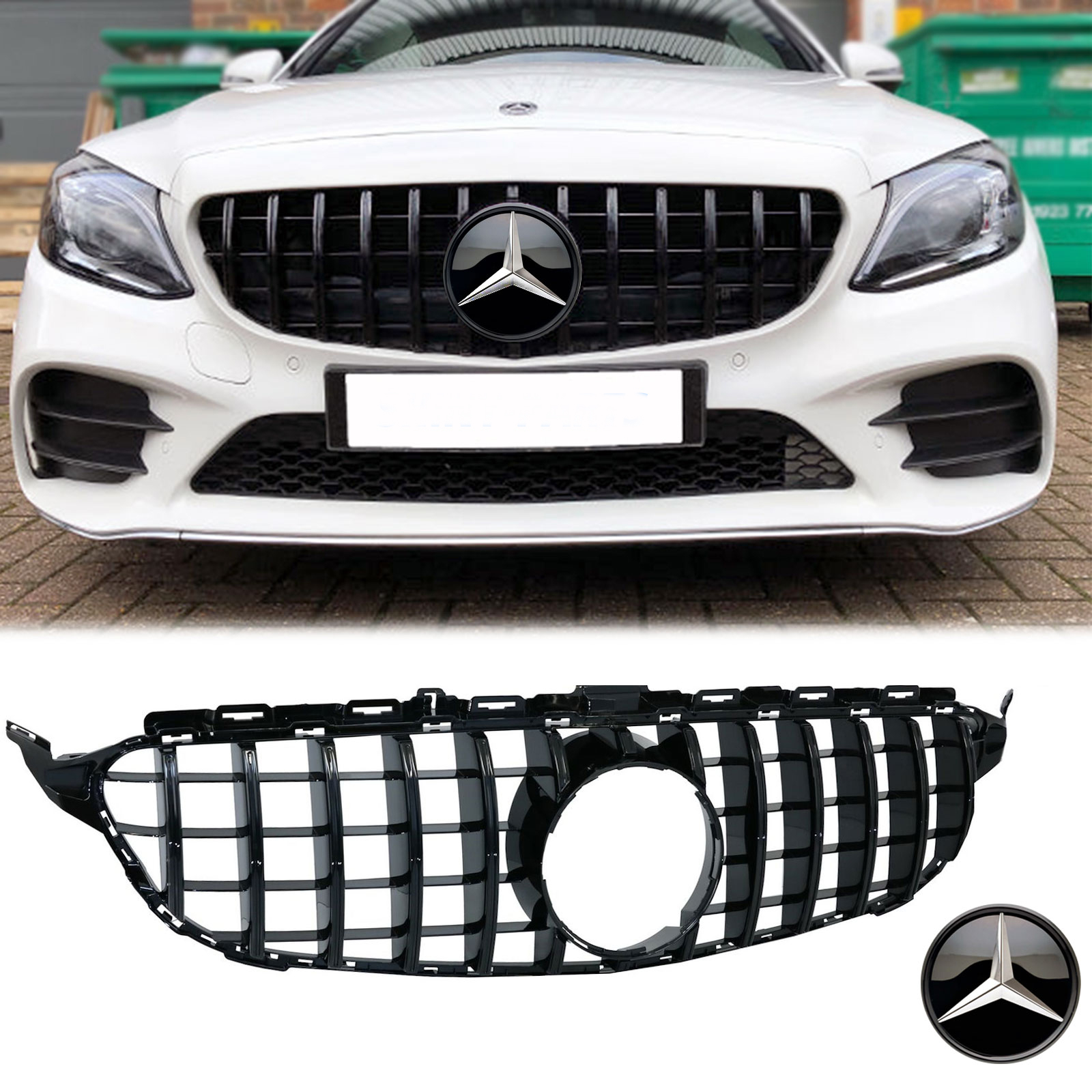 GT R Style Front Bumper Grill for 2015-2018 Mercedes Benz C-Class W205 C205 C300