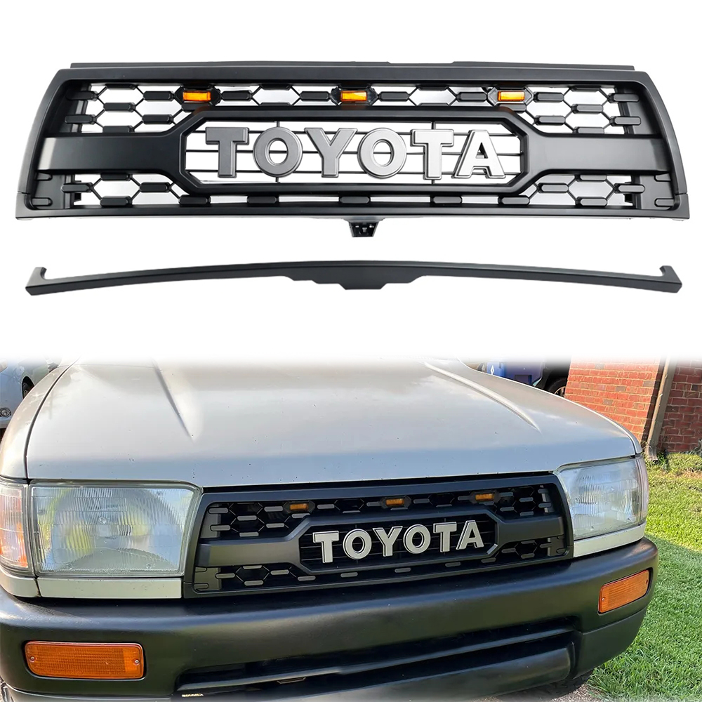 For 1996-2002 Toyota 4Runner Grill TRD PRO Style Front Grille Matte Black Mesh With LED Light 