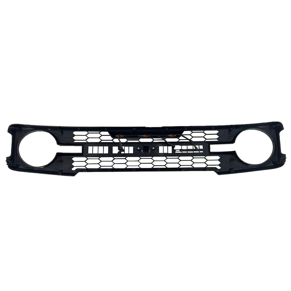 For 2021-2023 Ford Bronco Grill Raptor Style Front Bumper Grille With LED Lights Matte Black