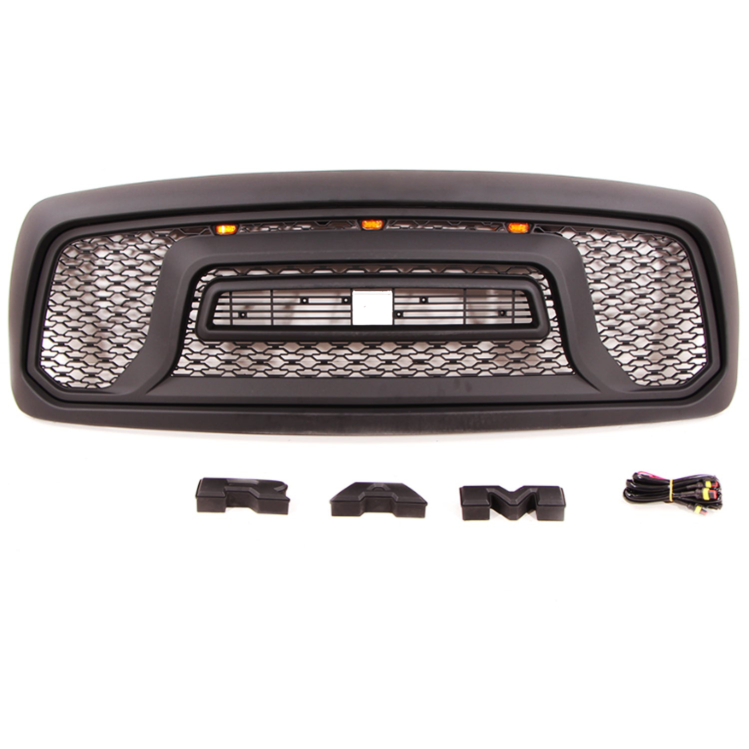 For 2002-2005 Dodge RAM 1500 Rebel Style Front Grille Black w/ Letters