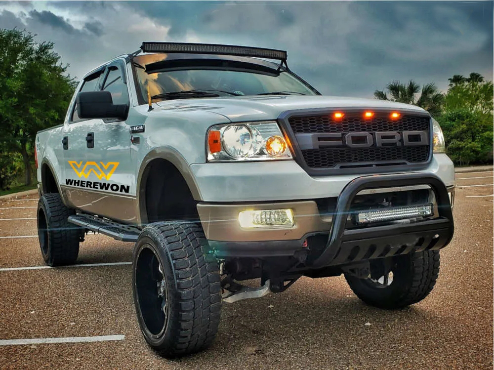 For 2004-2008 Ford F150 Raptor Style Grill Front Grille Bumper Hood Mesh w/ LED