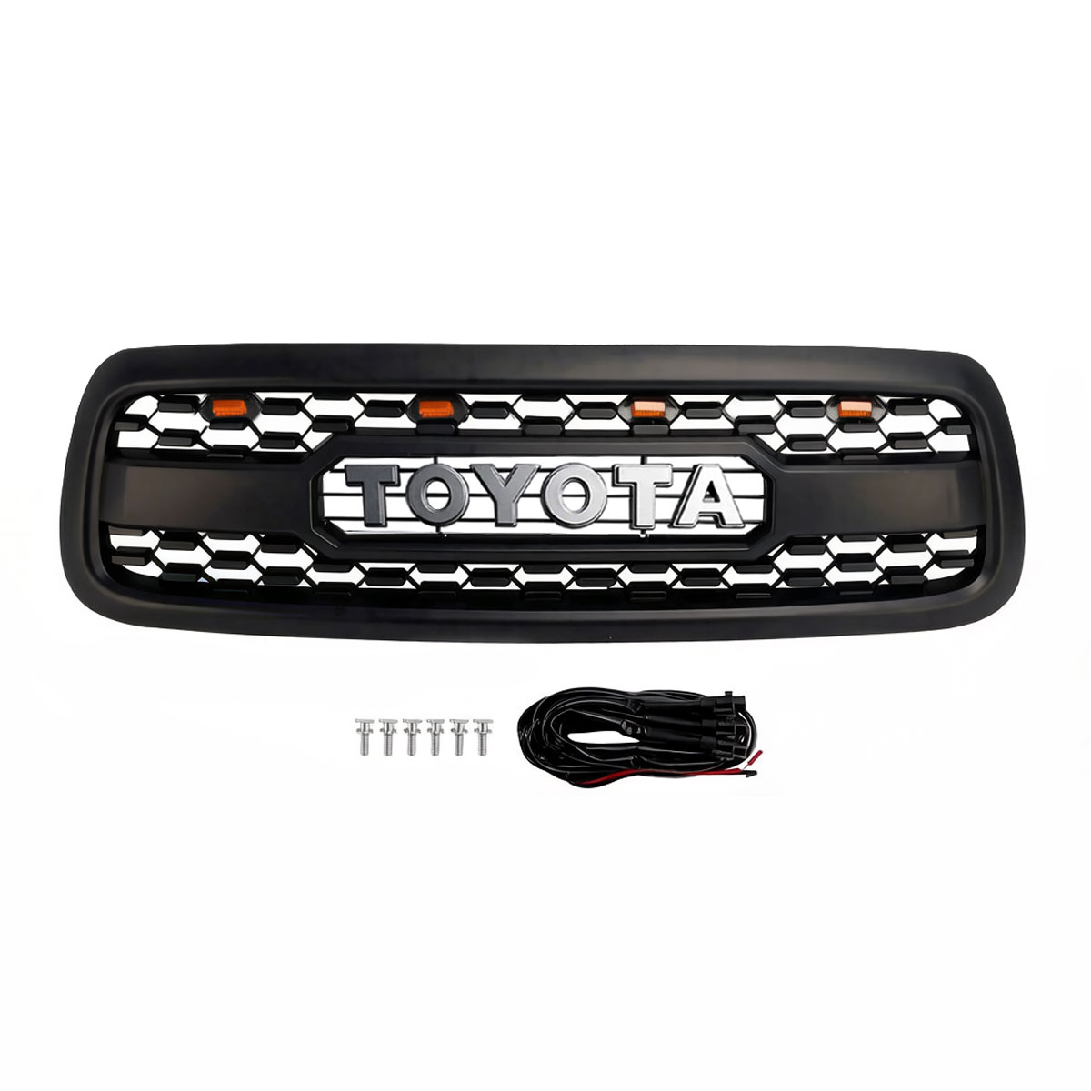 For 2001-2004 Toyota Sequoia Grill Front Grille With LED Lights & Letters Matte Black