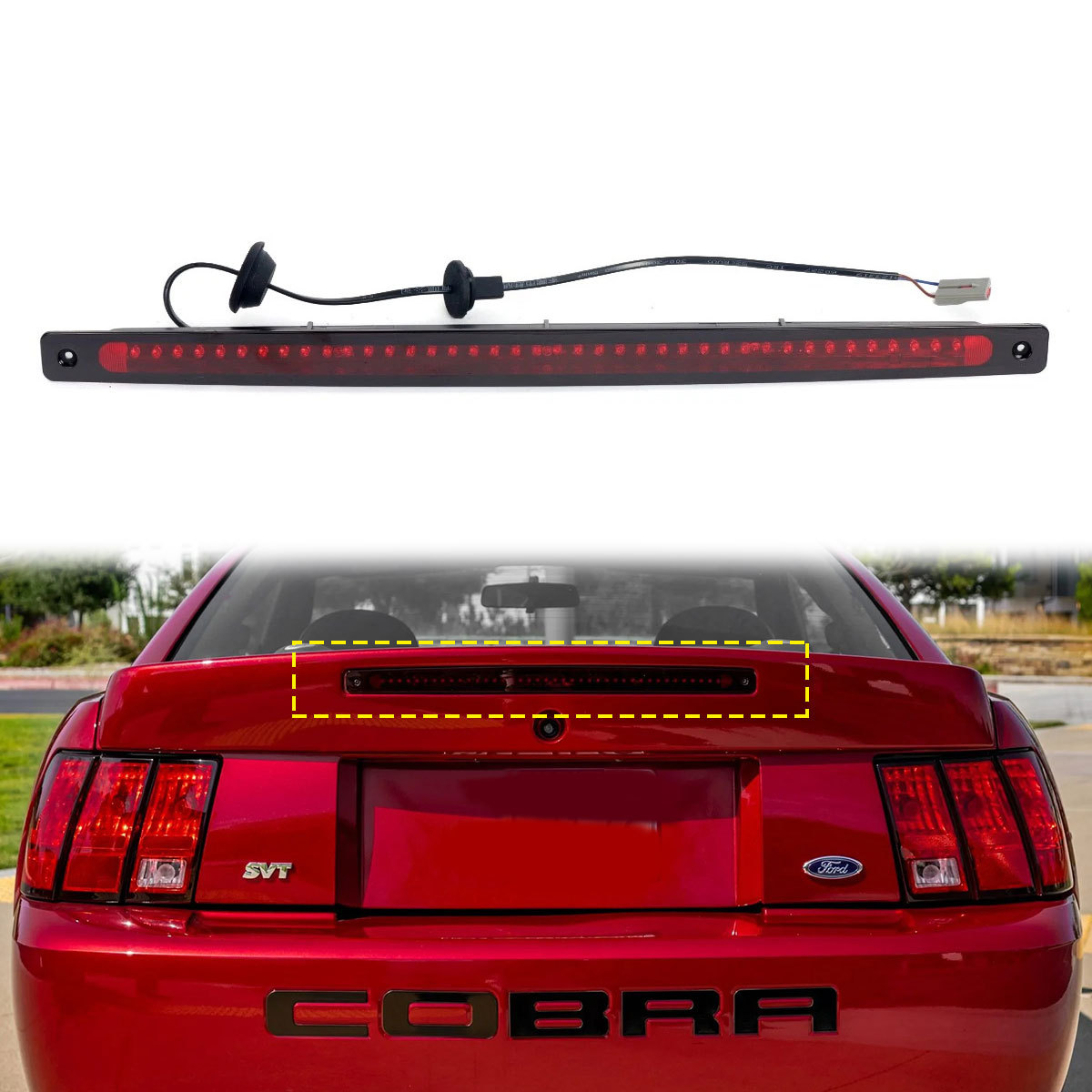 For 2003-2004 Ford Mustang Cobra Red LED Rear Third 3rd Brake Light Lamp