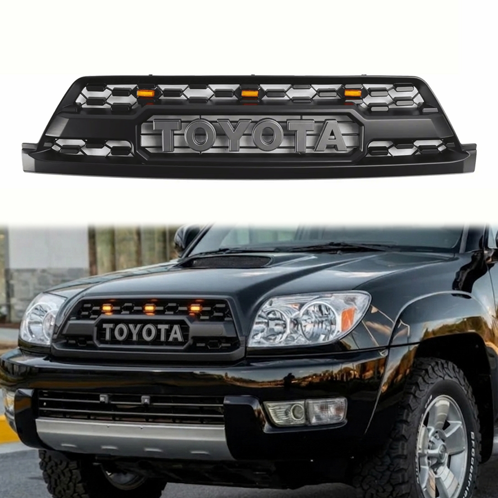 Matte Black Front Grille For Toyota 4Runner 2003-2005 Grill with Light & Letter