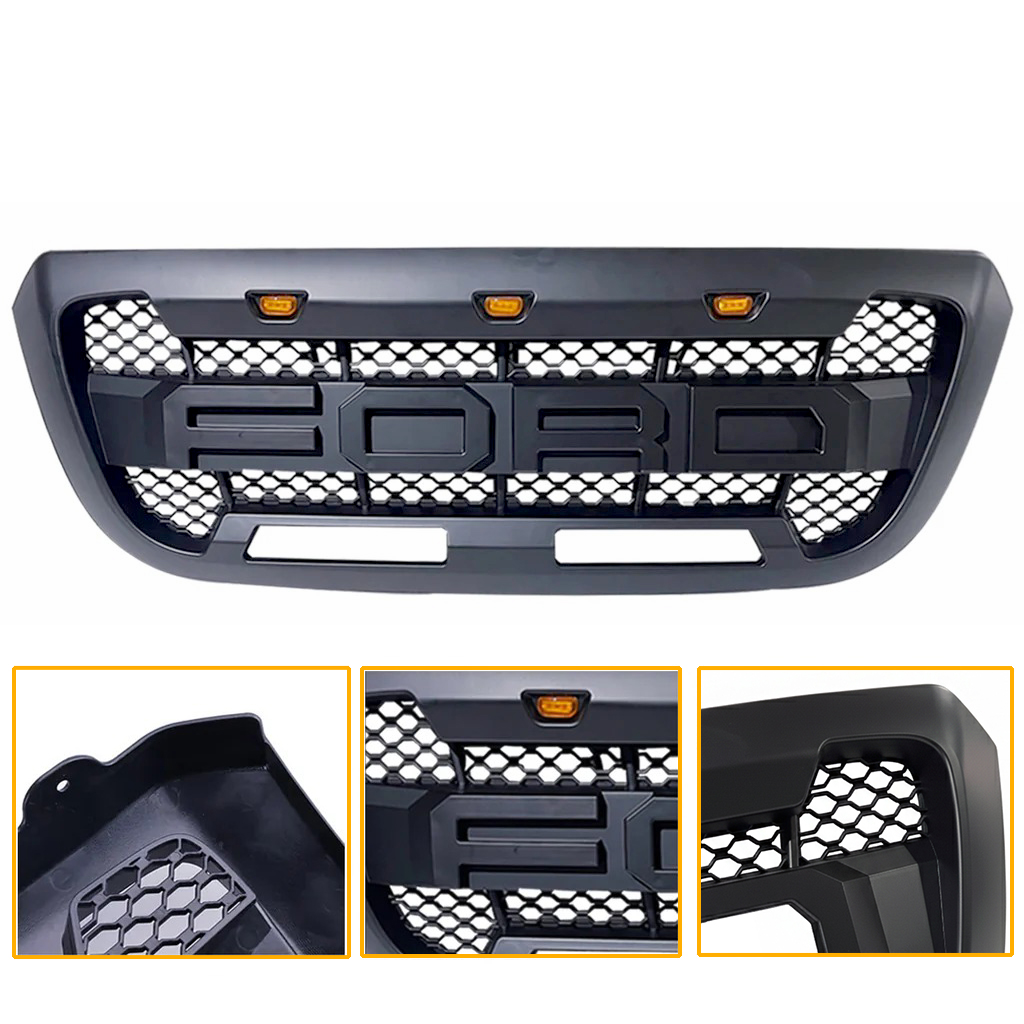 For 2004-2011 Ford Ranger Grill Raptor Style Front Grille W/ LED Light
