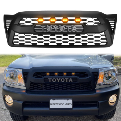 {Black Friday Deals} Front Grill For 2005-2011 Toyota Tacoma TRD PRO Upper Grille Mesh With LED Light