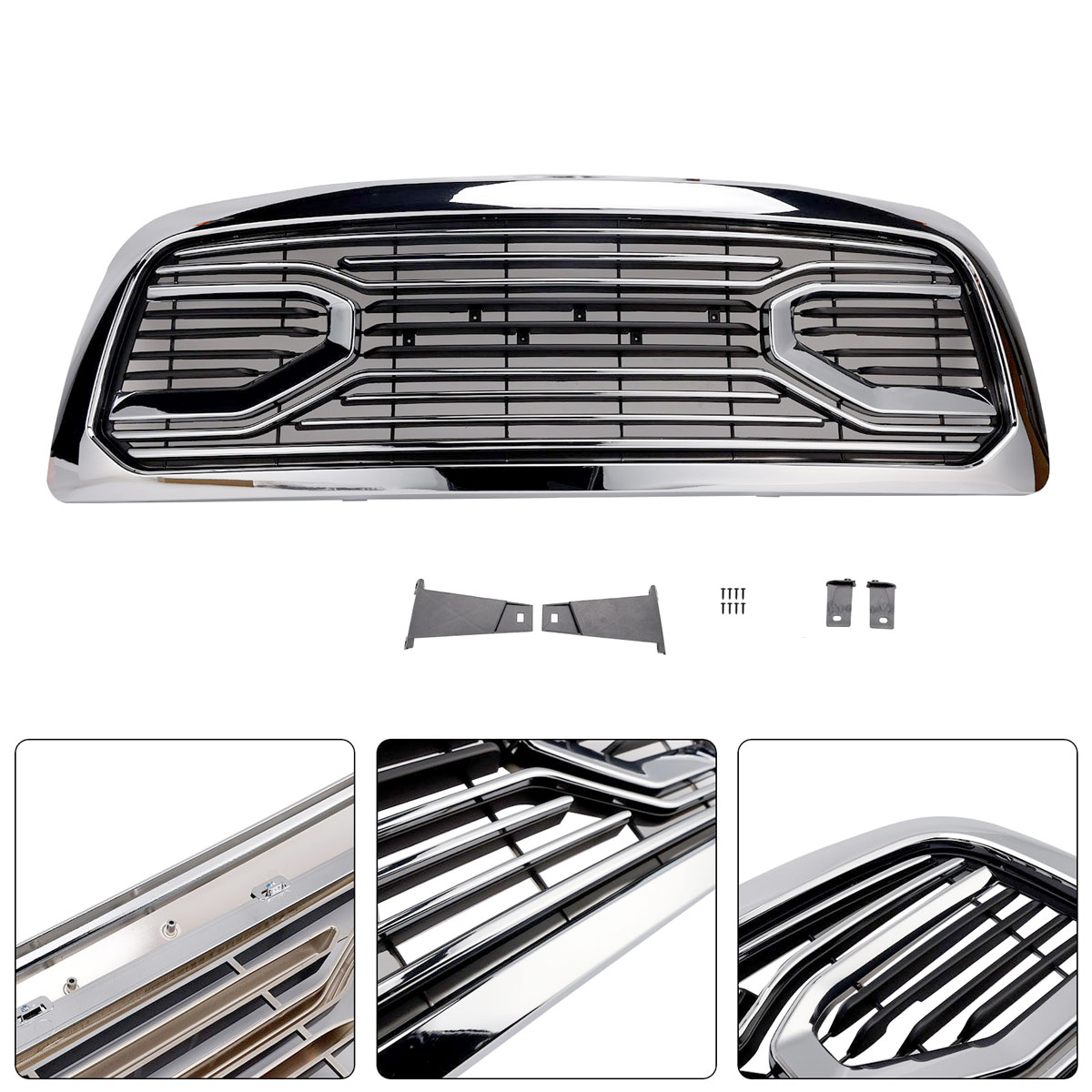 For 2009-2012 Dodge Ram 1500 Front Grille Chrome Big Horn Style Grill with Letter