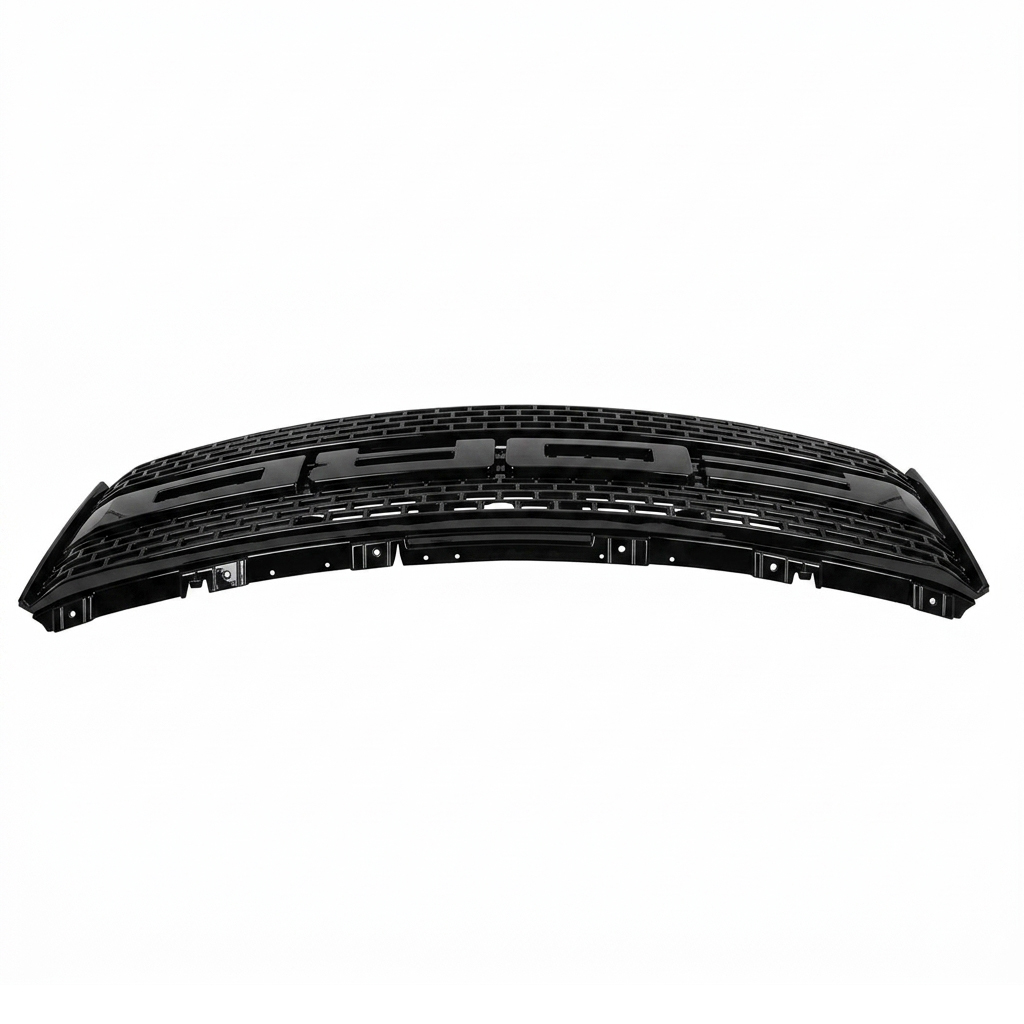 For 2010-2014 Ford F150 SVT Raptor Grill Gloss Black Front Grille Mesh with Amber LED Light
