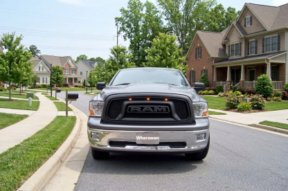 For 2009 2010 2011 2012 Dodge Ram 1500 Front Grille Rebel Style Grill with LED Light & Letter