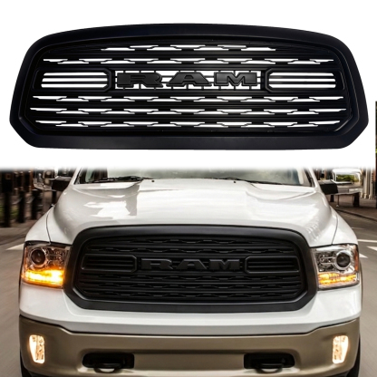 For 2013-2018 Dodge Ram 1500 Grill Upgrade Limited Style Front Grille Matte Black Mesh With Letter