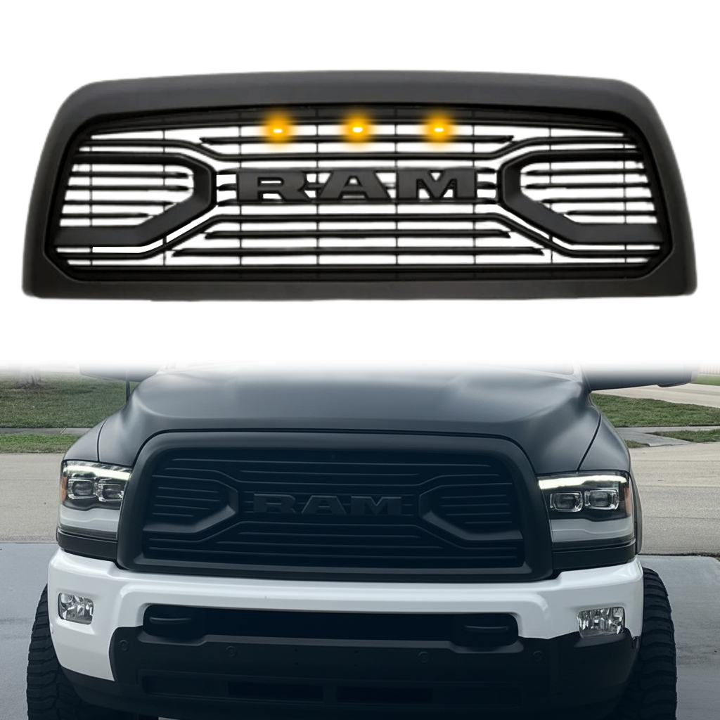 For 2013-2018 Dodge Ram 2500 3500 Grille Big Horn Style Front Grill with Led Light