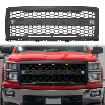 Grille For 2014-2015 Chevrolet Silverado 1500 Front Grill With Letter Matte Black