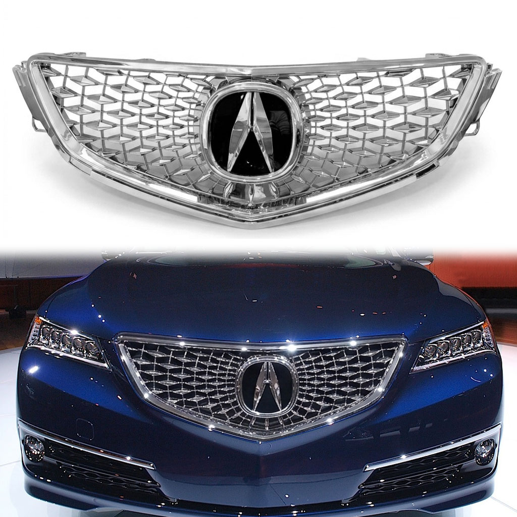  For 2015 2016 2017 Honda Acura TLX Front Grille Chrome Grill with Emblem