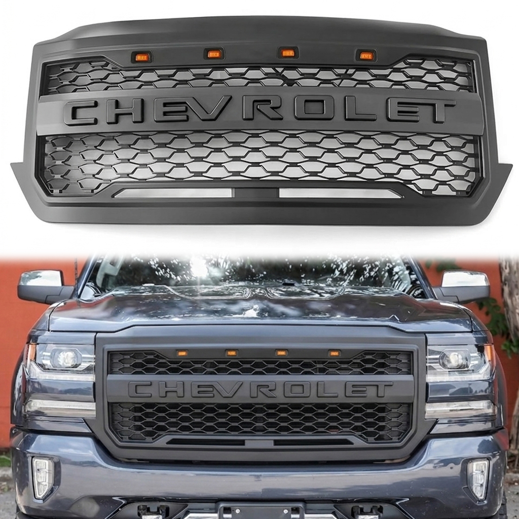 2016-2018 Chevrolet Chevy Silverado 1500 Front Grill Grille With Amber Lights