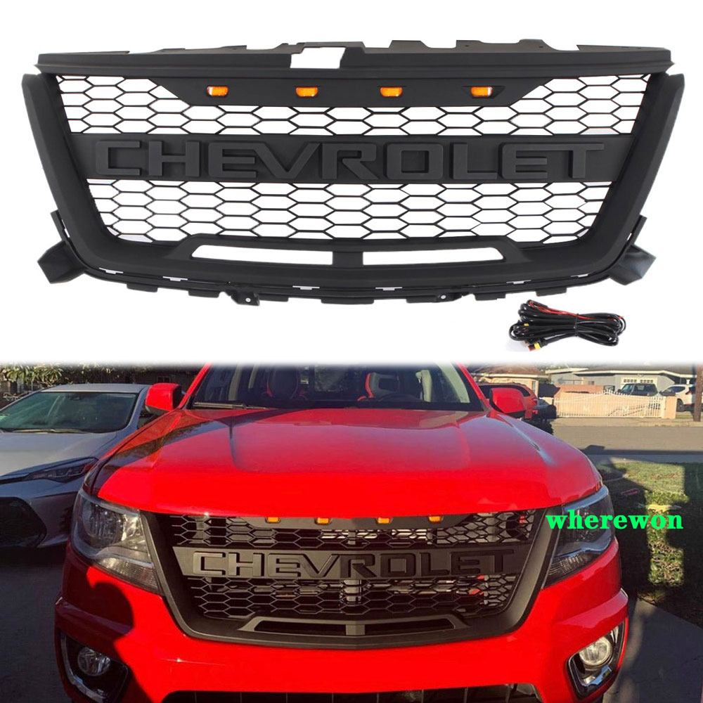 Front Grille For Chevrolet Colorado Z71 WT LT 2015-2020 Upper Grill with LED Light
