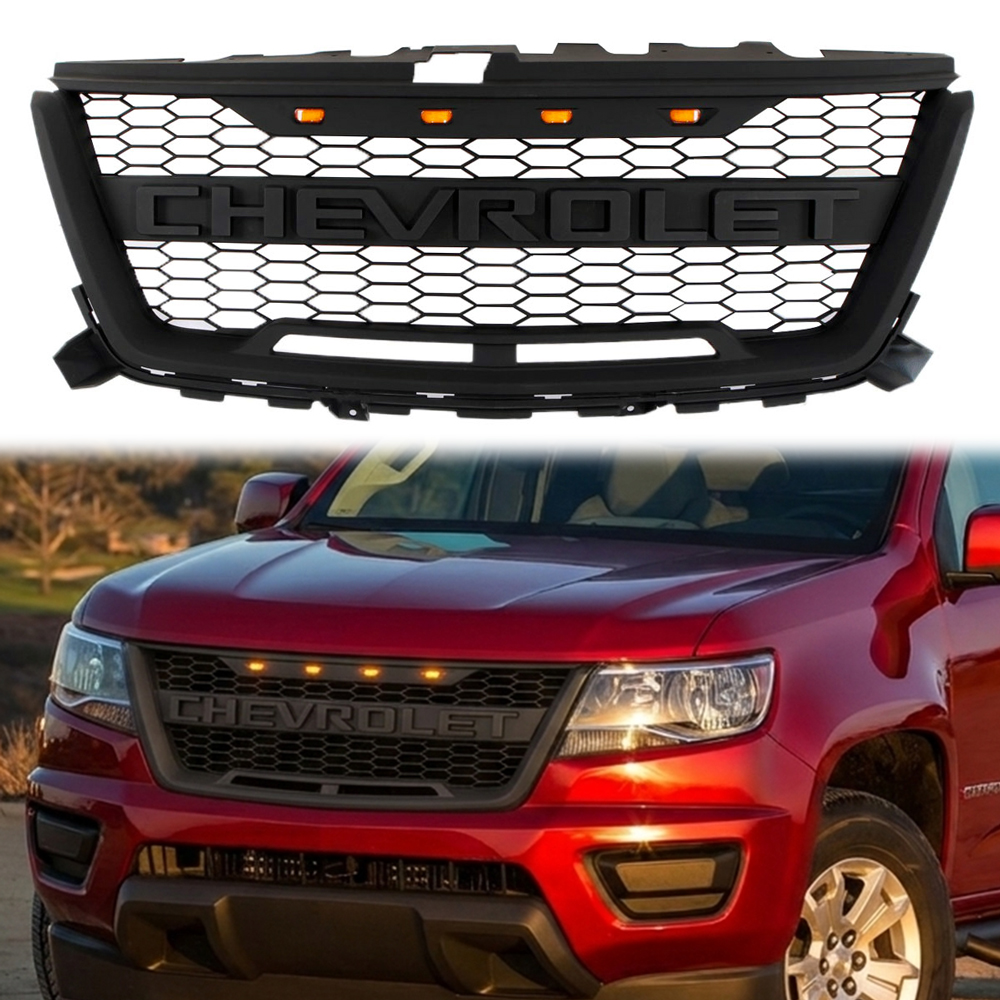 Front Grille For Chevrolet Colorado Z71 WT LT 2015-2020 Upper Grill with LED Light