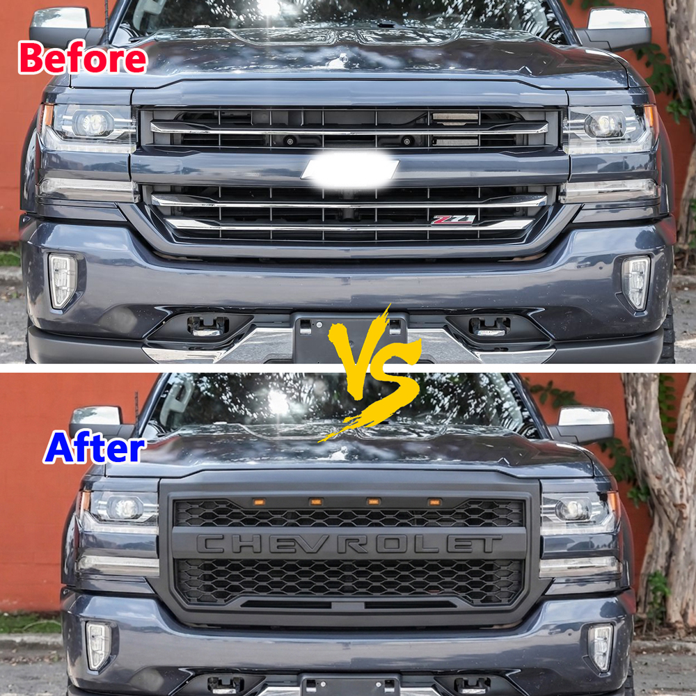 2016-2018 Chevrolet Chevy Silverado 1500 Front Grill Grille With Amber Lights