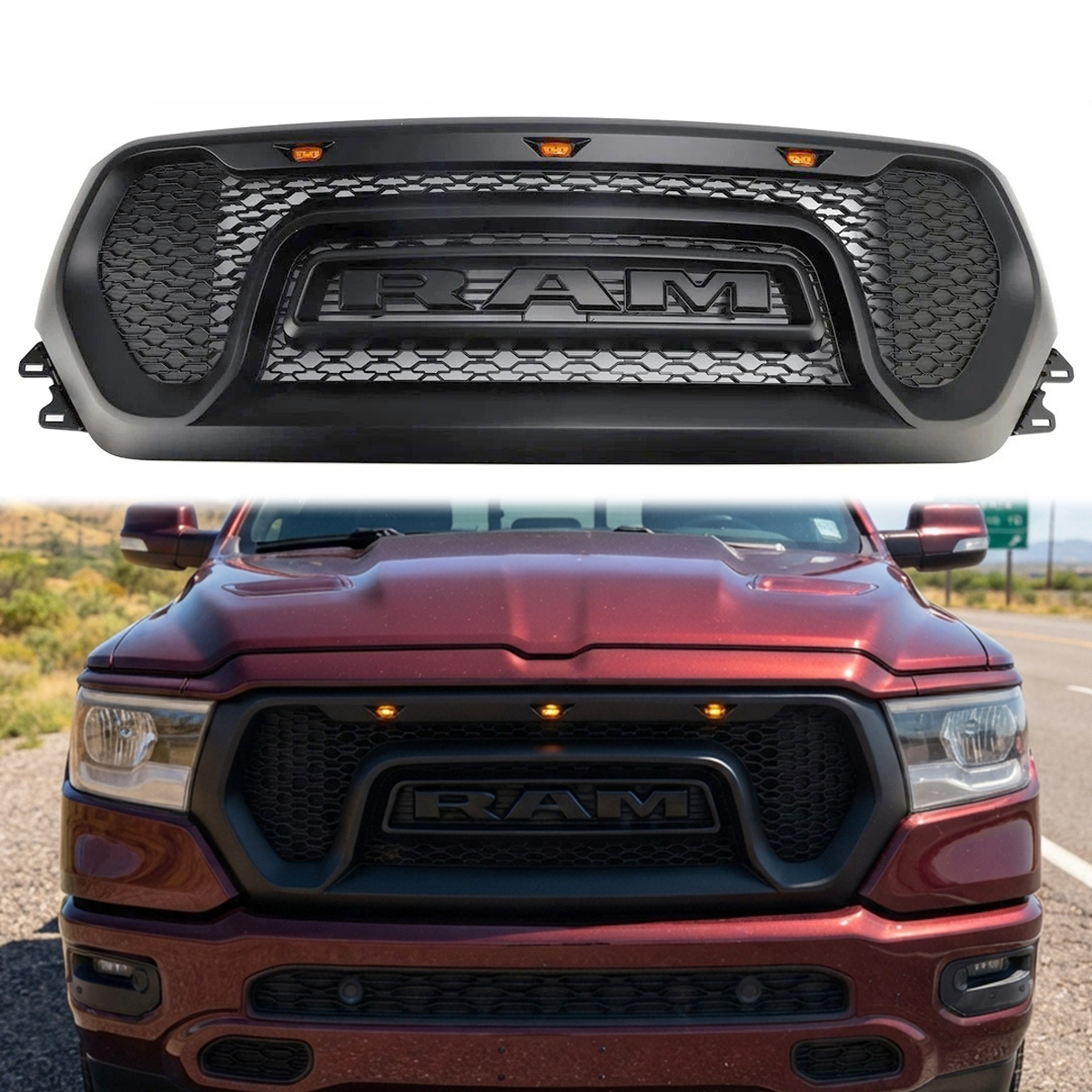 Rebel Style Grill For 2019-2024 Dodge Ram 1500 Grille w/ Letter