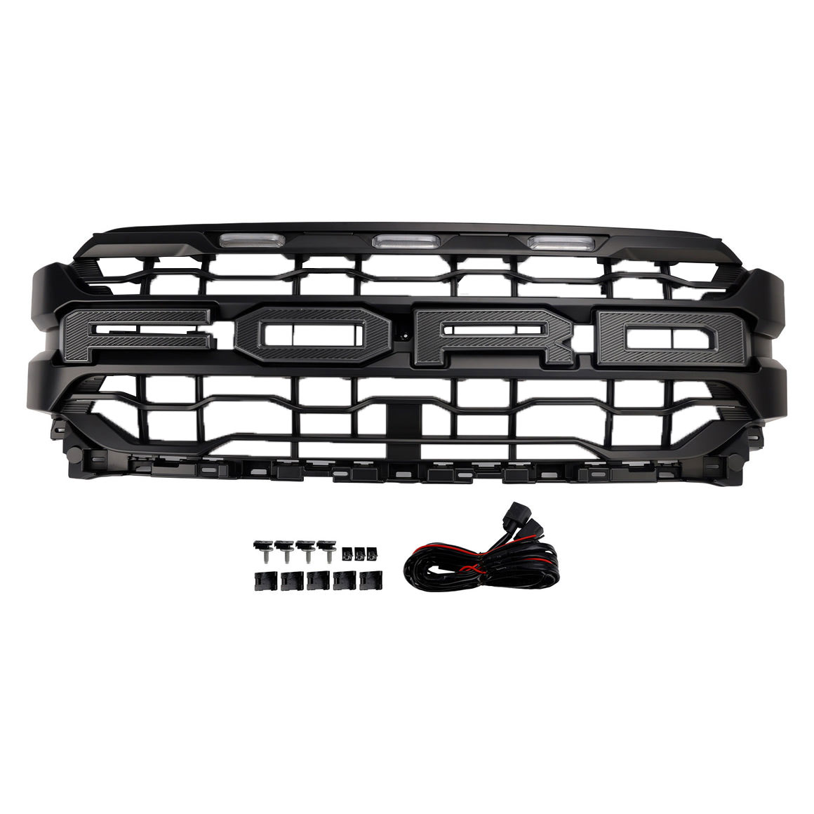 For 2021-2023 Ford F150 Front Grill Upgraded 2024 Raptor Look Grille Hood Mesh With Letter & LED Light