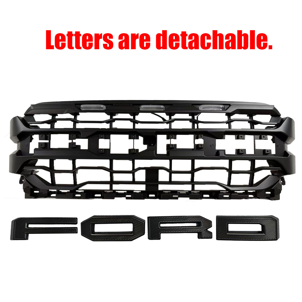 For 2021-2023 Ford F150 Front Grill Upgraded 2024 Raptor Look Grille Hood Mesh With Letter & LED Light