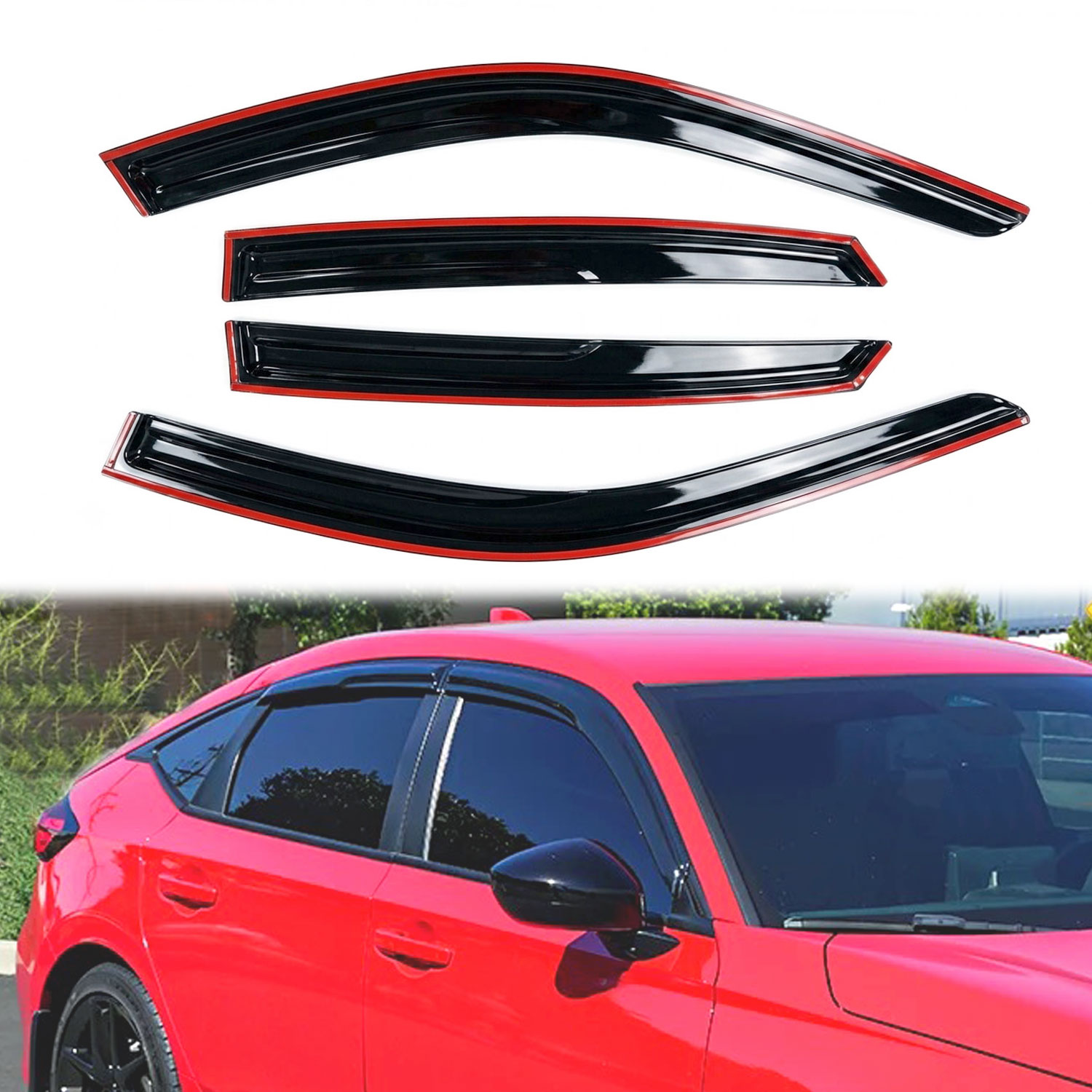 Window Visors Rain Glossy Black Guards Shield for 2022-2026 Honda Civic Sedan