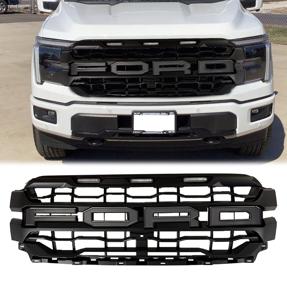 For 2024-2025 Ford F150 Grill Raptor Style Front Grille With LED Light & Letter