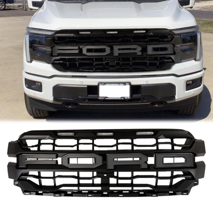 For 2024-2025 Ford F150 Grill Raptor Style Front Grille With LED Light & Letter