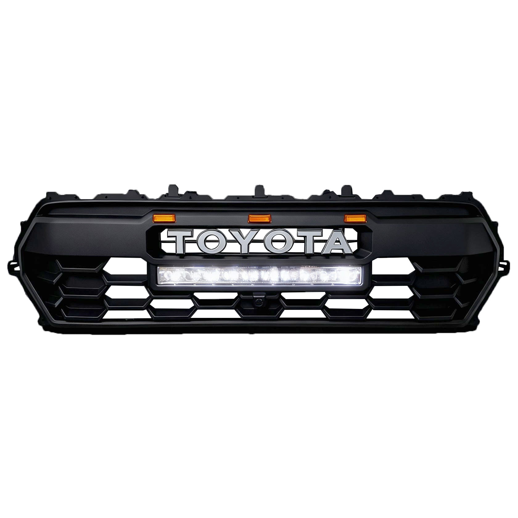For 2024-2026 Toyota Tacoma Grill TRD Pro Style Front Grille With Letter & LED Light Bar