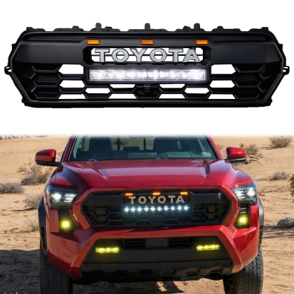 For 2024-2025 Toyota Tacoma TRD Pro Grille Front Grill Bumper With LED & Light Bar