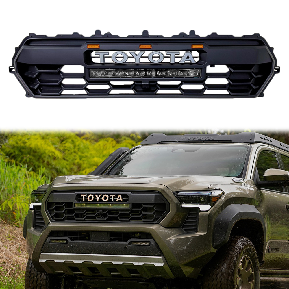 For 2024-2025 Toyota Tacoma TRD Pro Grille Front Grill Bumper With LED & Light Bar