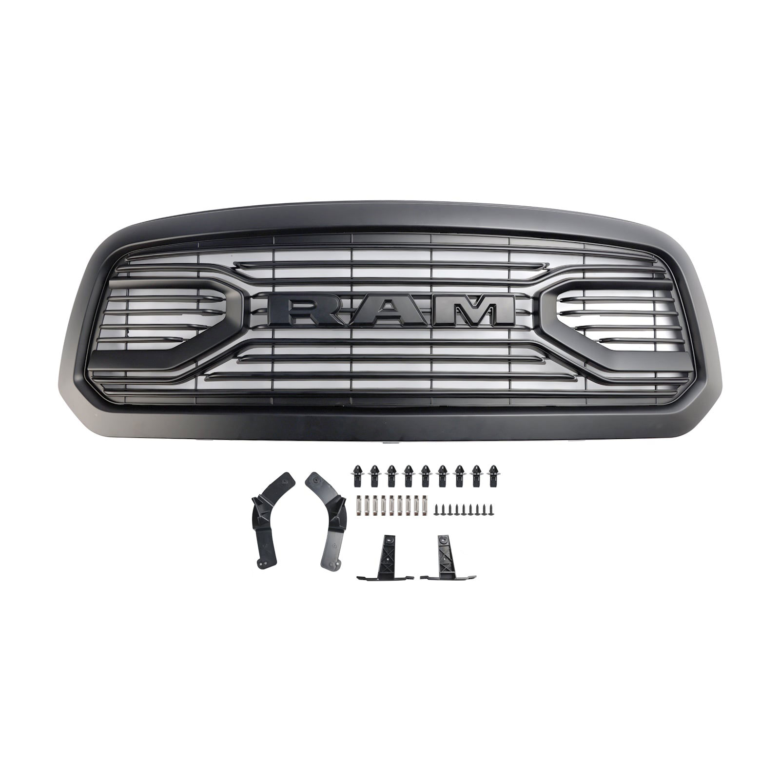 For 2013-2018 Dodge Ram 1500 Grill Big Horn Style Front Grille with Letter Matte Black