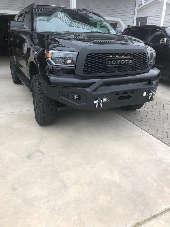 For 2010-2018 Toyota Sequoia Grille Matte Black Front Grill W/ Letters & LED Lights